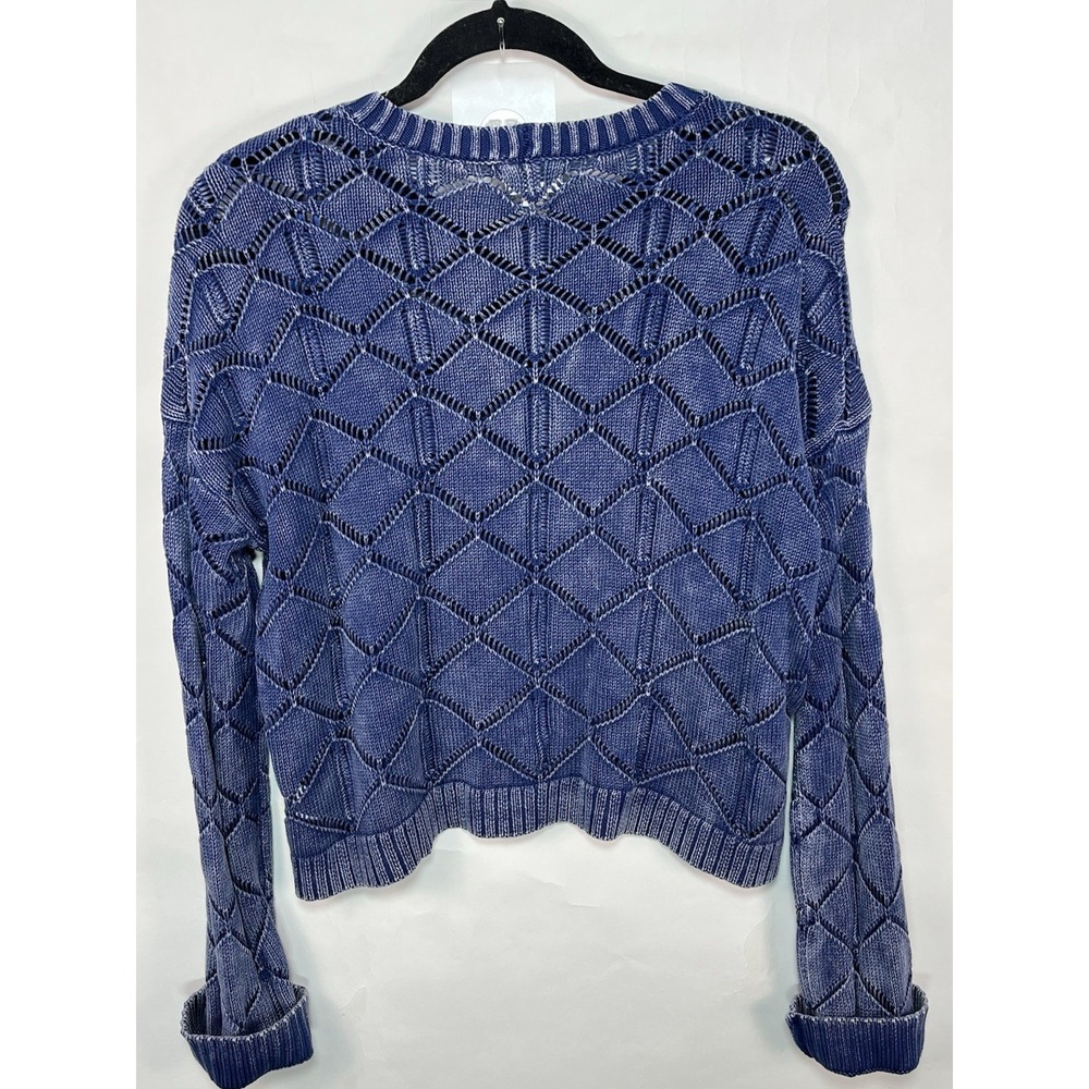 a.n.a Women's Crochet Sweater Navy Pullover Long Sleeve Size XS Boho Dip Dye - Picture 8 of 8